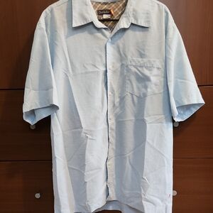 Quiksilver Pale Blue Short-Sleeve Button Down Shirt Size XL